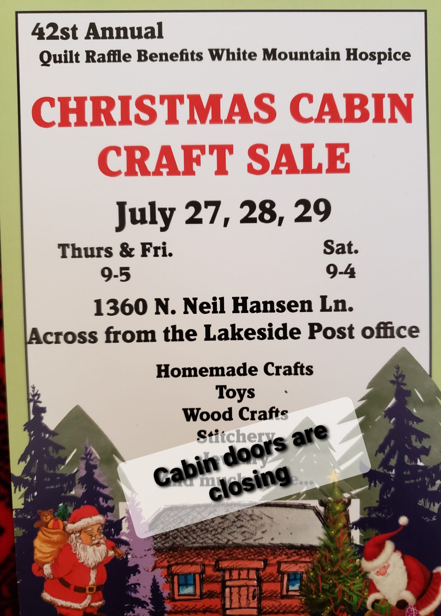 Christmas Cabin Craft Sale The Art Fair Gallery
